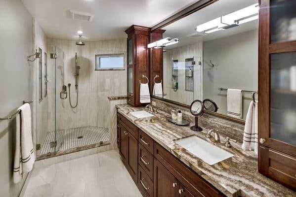 Bathroom Vanity Finished In A Dark Stain