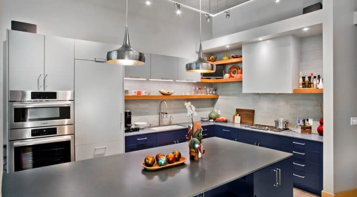 Blue Grey Contemporary Kitchen