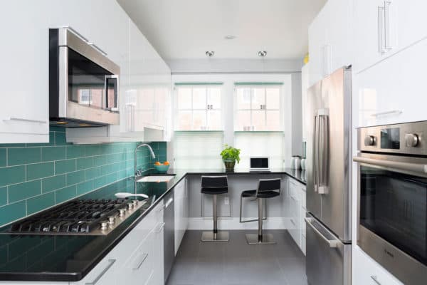 Bright White Small Contemporary Kitchen