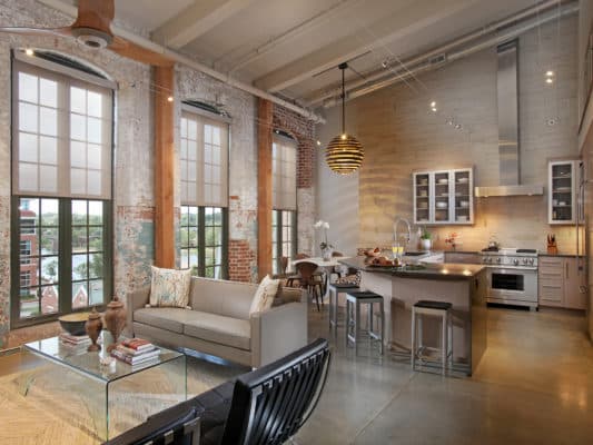 City Loft Kitchen With A Medium Wood