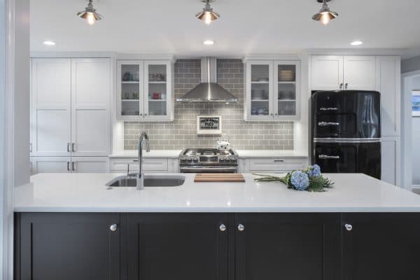 Modern Farmhouse Kitchen With Black Island