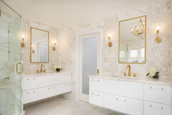 Modern Glamorous Bathroom With Gold Accents