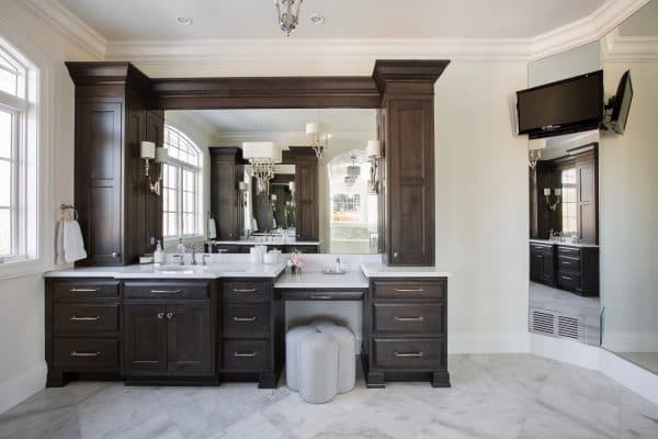 Traditional Master Bath With Dark Stained Cabinets