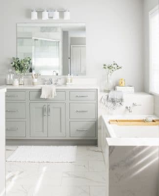 Transitional Gray Painted Spa Bathroom