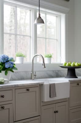 Transitional Kitchen With Mix Of Beige Paint & Rustic Wood