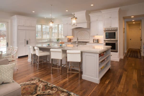 White Kitchen With Light Grey Island