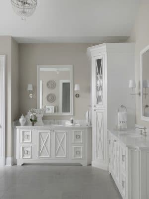 White Traditional His & Hers Bathroom